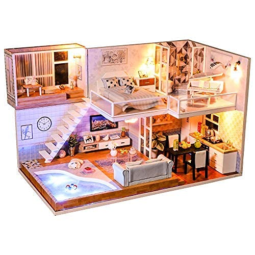 DIY Puppenhaus Mit Möbeln, DIY Dollhouse Kit Plus Staubdicht Und Musikbewegung, Kreativraum Im Maßstab 1:24 Für Geburtstag, Kindertag, Valentinstag, Metyou DIY Puppenhaus Mit Möbeln, DIY Dollhouse Kit Plus Staubdicht Und Musikbewegung, Kreativraum Im Maßstab 1:24 Für Geburtstag, Kindertag, Valentinstag, Metyou von WYFQL-JYO