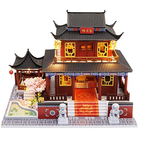 DIY-Puppenhaus-Modell Der Antiken Stadt Im Chinesischen Stil Mit Led-Licht Miniatur-Puppenhaus-Bausatz Mit Möbeln Handmontiertes Gebäudemodell Kreativ (DREI Leben Iii) von WYFQL-JYO