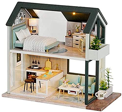Hölzernes DIY-Puppenhaus-Miniatur-Montage-Puppenhaus-Kit Mit Möbeln, 3D-Holz-Miniaturhaus Mit Led-Licht Und Zubehör Handgefertigtes Puzzle-Miniaturhaus-Kit Geschenke Für Kinder Und Freunde Hölzernes DIY-Puppenhaus-Miniatur-Montage-Puppenhaus-Kit Mit Möbeln, 3D-Holz-Miniaturhaus Mit Led-Licht Und Zubehör Handgefertigtes Puzzle-Miniaturhaus-Kit Geschenke Für Kinder Und Freunde von WYFQL-JYO