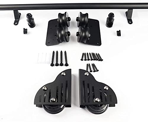 Rollleiter aus Metall, schwarz, Hardware-Bibliothek, Schiebeleiter, Hardware-Kit, Rundrohr, Scheunenleiter, Bibliotheksleiter, komplettes Set, Schienen-Set (ohne Leiter) (Größe: 600 cm Schienen-Set von WYFQL-JYO