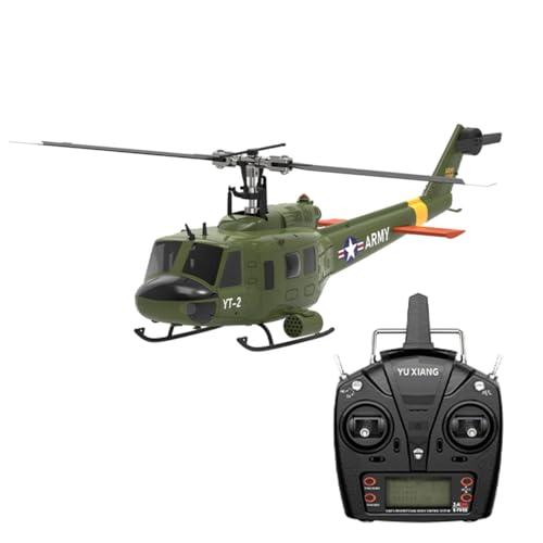 WYFTOY 1:34 Scale Remote Control Helicopter, F07-V UH-1 Huey 2.4G 6CH Brushless Direct-Drive Flybarless RC Aircraft Model, Mode 1/Mode 2 Switchable (RTF Version) von WYFTOY