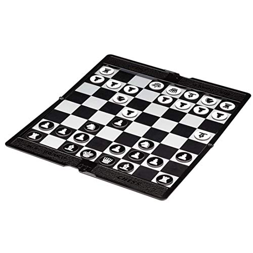 WYFTOY 20 x 17 x 0,35 cm, tragbares, magnetisches Faltschach, aus Gummi-Magnet, Geschenk für Schachbegeisterte (schwarz + weiß) von WYFTOY