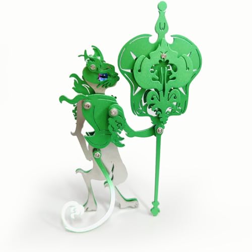 WYFTOY 3D-Metall-Puzzle für Erwachsene, mechanisches Eisen-Fächer, ältere Katze, Modellbausatz, Steampunk-Mechanisches Montagemodell, DIY kreative Hausverzierung (Kit-Version/63 Stück/Grün) von WYFTOY