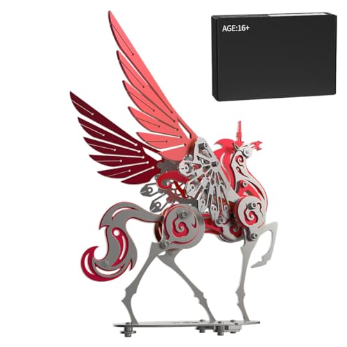 WYFTOY 3D-Metall-Puzzle für Erwachsene, mechanisches Pferd, Modellbausatz, 121 Teile, DIY, Metall, magisch, kreatives Puzzle, Gehirnaufgabe, Rot von WYFTOY