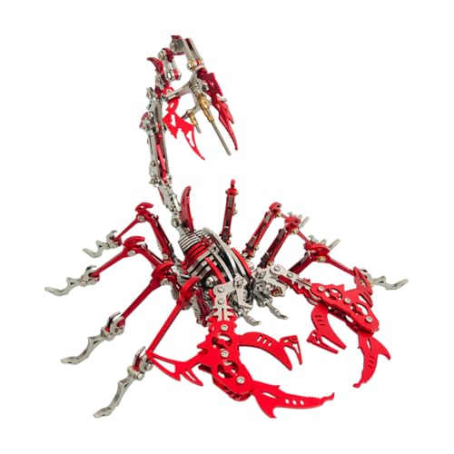 WYFTOY 3D-Puzzle für Erwachsene, Steampunk Mechanischer Skorpion Montage Modellbausatz, DIY Metall-Puzzle-Bausteine, Gehirn-Teaser-Puzzles, Handarbeit, Desktop-Ornament (Kit-Version/430PCS/Rot) von WYFTOY
