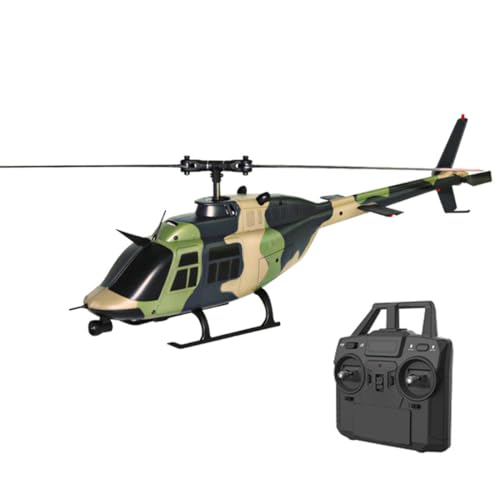 WYFTOY BELL 206 RC Hubschrauber, Maßstab 1/33, 2,4G 6CH Ferngesteuerter Hubschrauber, Einzelpropeller Flybarless Flugzeuge mit optischer Flussposition, 6-Achsen-Gyro, 2 Batterie von WYFTOY
