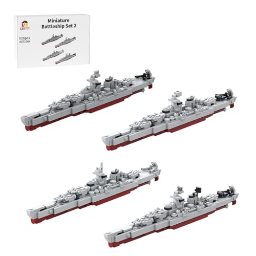 WYFTOY Bewaffnetes Marine-Kriegsschiff-Bausatz, offiziell lizenziert, 4 Klassische Kriegsschiffe in Sammlerausgabe, STEM-Lernspielzeug, Kriegsschiff-Fans und Sammler (929 Teile) von WYFTOY