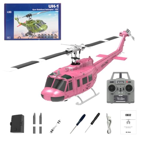 WYFTOY C032 RC Hubschrauber für Erwachsene Anfänger, 1/48 Maßstab UH-1 Huey 2.4G 6CH Flybarless RC Hubschrauber, 6-Achsen-Gyro, Intelligentes Positionierungssystem von WYFTOY