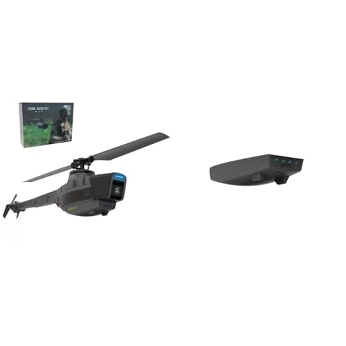 WYFTOY C128 2.4G RC 4CH Hubschrauber, Reconnaissance Militärflugzeug Hubschrauber Modell + 2 Stück 3,7 V 580 mAh Li-Akku von WYFTOY