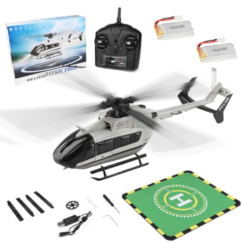 WYFTOY K160 EC-145 2.4G 4CH Scale RC Hubschrauber mit 6-Achsen-Gyro & Landungsschutzfunktion, 8-10 Min Flug, Links/Rechts Drossel, für Anfänger & Sammler (2 Batterien/RTF Version) von WYFTOY