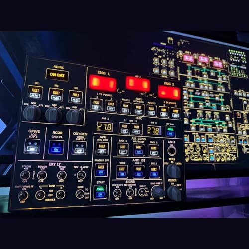 WYFTOY MAX Leichtmetallgehäuse und taktile Schalter Edition Overhead-Panel für MSFS 2020/2024 – USB-betrieben, einstellbare Helligkeit, Windows Flight Sim Home Cockpit kompatibel (A107) von WYFTOY