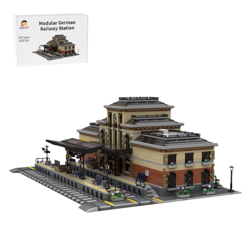 WYFTOY MOC-109197 Modulares Bausatzset für Einen Deutschen Bahnhof, DIY-Modellbausatz mit Postamt und Café, Kreative Ausstellung für Erwachsene (8571 Teile) von WYFTOY