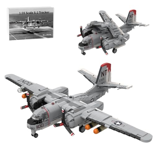 WYFTOY MOC-143540,S-2 Tracker Bausatz 1:35, Navy U-Boot-Jagdflugzeug mit faltbaren Flügeln & Raketen, Modellbau-Set für Erwachsene(1757 Teile) von WYFTOY