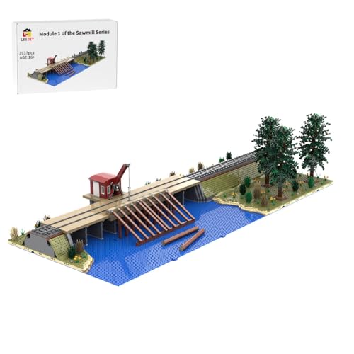 WYFTOY MOC-189100 Log Dump für West Virginia Sägewerk-Bausatz, Minifig-Maßstab Sägewerk-Teich mit Hebemechanismus (3937 Teile/kompatibel mit 52 Universal Train) von WYFTOY
