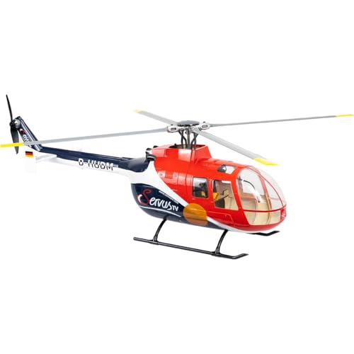 WYFTOY RC Hubschrauber für Erwachsene mit GPS, BO105 470 Größe Flugzeugmodell, 2.4G 6CH Militär RC Hubschrauber mit H1 Flugsteuerung und einstellbaren Links-/Rechtshänder-Steuerungen (RTF-Version/Rot von WYFTOY