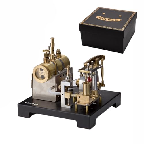 WYFTOY RETROL SE-01 Strahl-Dampfmaschinen-Modell, das funktioniert, Vollmetall-stationäres Motormodell und horizontaler Boiler-Kit (85-teilig) von WYFTOY