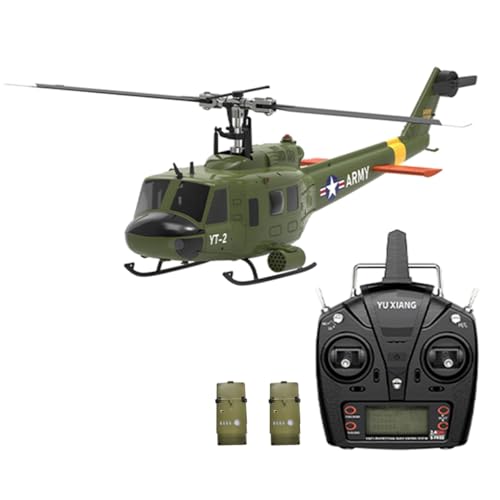 WYFTOY UH-1 Huey RC Hubschrauber 1/34 Maßstab 2.4G 6CH Fernbedienung Hubschrauber Dual Brushless Moto 6-Achsen Gyroskop 3Battery von WYFTOY