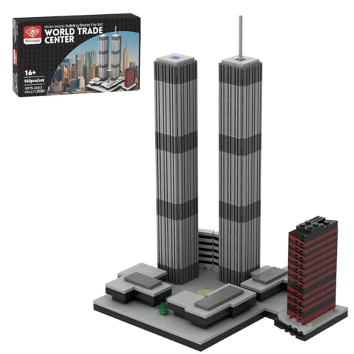 WYFTOY World Trade Center Bluding Block Set, 1:2000 Scale World Famous Architecture Model, 982pcs Assemble Kits, Micro Blocks Kit for Hobbyists von WYFTOY