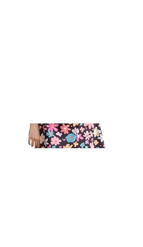 6070er-Jahre Disco-Outfit für Damen, schwarzes Blumen-Power-Kleid, Retro-Hippie-Kostüm-Set für Halloween, Party, Cosplay (6070T-06-XXL) von WYHDY