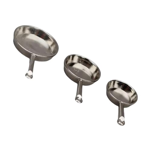 WYLZLKX Set mit 3 Miniatur-Bratpfannen für Puppenhäuser im Maßstab 1:12, Küchen-Display, Zubehör, Handwerksprojekt, Modelldekoration, Puppenhäuser-Dekorationen von WYLZLKX