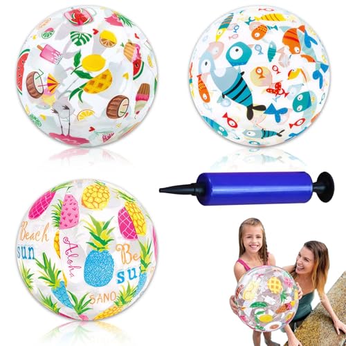 Strandbal opblaasbaar,Sommerlicher Wasserball, klein und aufblasbar - Set aus 3 Stück mit luftiger Freude in 51cm Durchmesser inkl. aufblasbarer Blaupumpe für Endless Beach Fun Strandbal opblaasbaar,Sommerlicher Wasserball, klein und aufblasbar - Set aus 3 Stück mit luftiger Freude in 51cm Durchmesser inkl. aufblasbarer Blaupumpe für Endless Beach Fun von WYRGQIQN