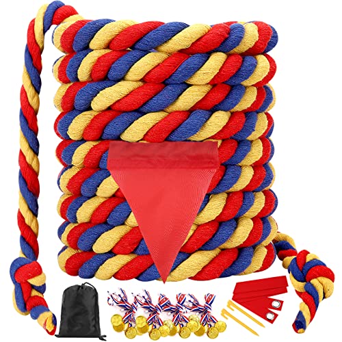 WYRJXYB Outdoorspiele Tauziehen Seilspiel 18M, Outdoor Spiele Gartenspiele für Kinder Erwachsene, Tauziehseil mit Medaillen für Kindergeburtstag Spiele Party, Tricolor WYRJXYB Outdoorspiele Tauziehen Seilspiel 18M, Outdoor Spiele Gartenspiele für Kinder Erwachsene, Tauziehseil mit Medaillen für Kindergeburtstag Spiele Party, Tricolor von WYRJXYB