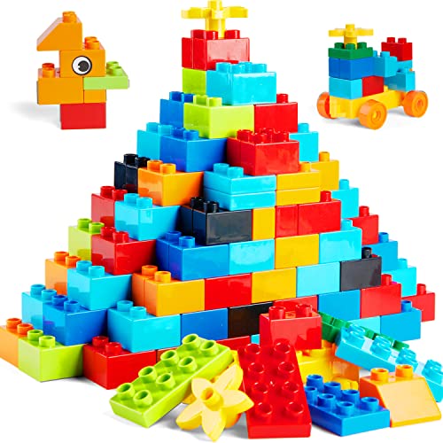 WYSWYG® Große Bausteine Set 240 Stück für Kinder ab 3 Jahre,Kompatibel zu Anderen Herstellern, Steine Box Starterset, Bunte Grundbausteine, ab 3-4-5 Jahre von WYSWYG