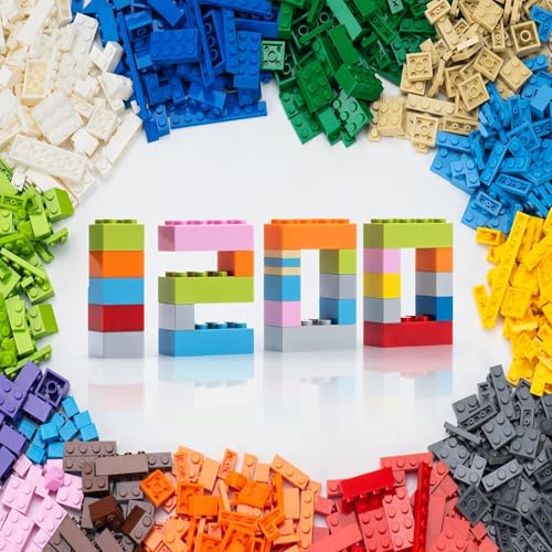 WYSWYG Klassisches Baustein-Set für Kinder, mehrfarbige Blöcke, kompatibel mit großen Marken, ABS-Bausteine, Lernspielzeug für Kinder ab 6 Jahren, stimuliert die Kreativität, 1200 Teile von WYSWYG