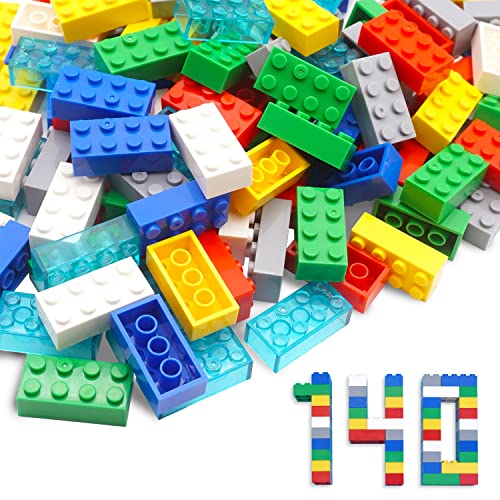WYSWYG 140 Bausteine 2x4 Klassische Steine, Hochwertig, Kompatibel mit Lego& Top-Marken, Bunt, für Kinder & MOC-Liebhaber - 7 Farben von WYSWYG
