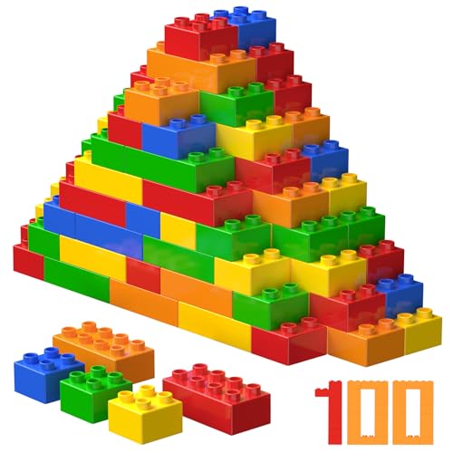 WYSWYG Große Bausteine-Set, 100 Teile Steine in 5 Farben, Kompatibel zu Allen Anderen Herstellern- Ideal für Kinder ab 2 3 4 Jahre WYSWYG Große Bausteine-Set, 100 Teile Steine in 5 Farben, Kompatibel zu Allen Anderen Herstellern- Ideal für Kinder ab 2 3 4 Jahre von WYSWYG