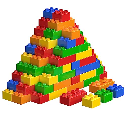 WYSWYG Große Bausteine-Set, 50 Teile Steine in 5 Farben, Kompatibel - Ideal für Kinder ab 2 3 4 Jahre von WYSWYG