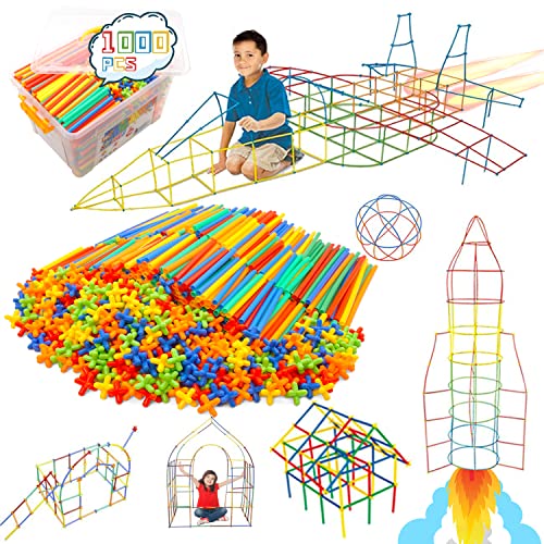 WYSWYG Konstruktionsspielzeug Strohhalme Baustein 1000 Stück- Kreative Verbindungsbausteine Spielzeug für Jungen & Mädchen, STEM Lernspielzeug, Geeignet für Kinder ab 3 4 5 6 7 8 Jahren von WYSWYG