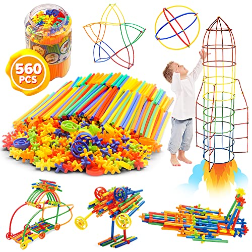 WYSWYG Konstruktionsspielzeug Strohhalme Baustein 560 Stück- Kreative Verbindungsbausteine Spielzeug für Jungen & Mädchen, STEM Lernspielzeug, Geeignet für Kinder ab 3 4 5 6 7 8 Jahren von WYSWYG