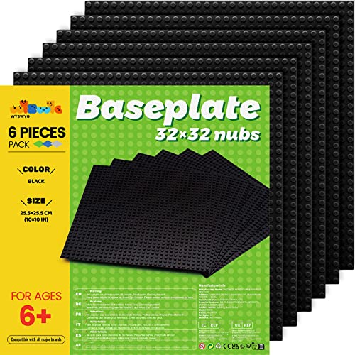 WYSWYG Platten-Set, 6 Bauplatte 25 * 25cm als Grundplatte, Kompatibel,Schwarz von WYSWYG