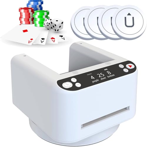 WYWY UNO Blackjack Texas Hold'em Automatic Card Dealer - Wiederaufladbare 360° drehbare Maschine mit 4 kabellosen Tasten für bis zu 8 Spieler von WYWY