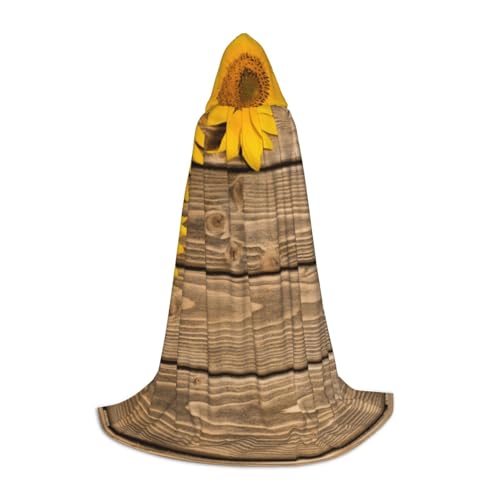 Langer Kapuzenumhang für Teenager, drei Sonnenblumen auf Holzdruck, Cosplay, Rollenparty, Halloween-Kostüme Langer Kapuzenumhang für Teenager, drei Sonnenblumen auf Holzdruck, Cosplay, Rollenparty, Halloween-Kostüme von WYYDPPLK