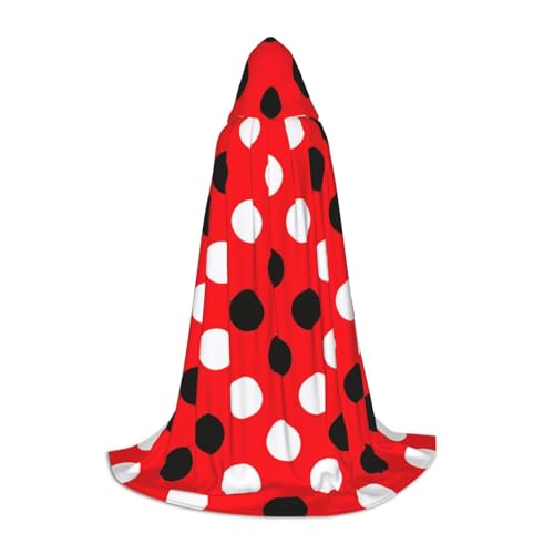 Langer Kapuzenumhang für Teenager, rot-weiß, gepunktet, Cosplay, Rollenparty, Halloween-Kostüme Langer Kapuzenumhang für Teenager, rot-weiß, gepunktet, Cosplay, Rollenparty, Halloween-Kostüme von WYYDPPLK