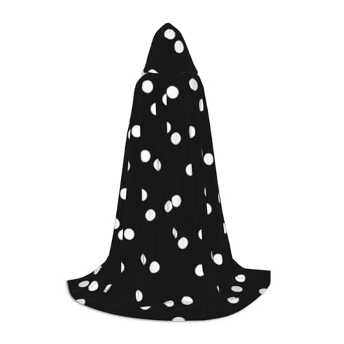 Langer Kapuzenumhang für Teenager, schwarz-weiß, gepunktet, Cosplay, Rollenparty, Halloween-Kostüme von WYYDPPLK