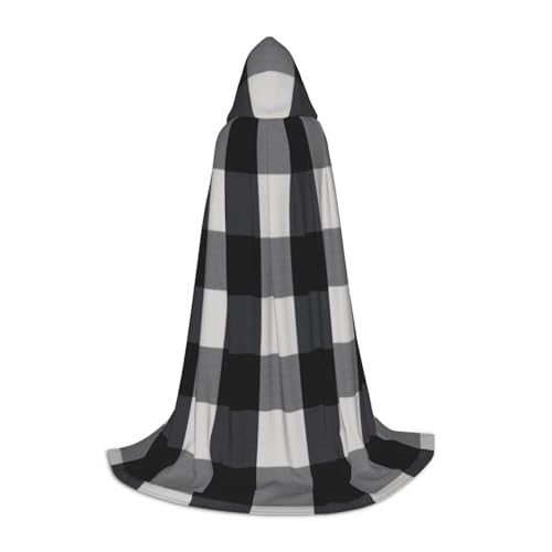 Langer Kapuzenumhang für Teenager, schwarz-weiß, kariert, Cosplay, Rollenparty, Halloween-Kostüme Langer Kapuzenumhang für Teenager, schwarz-weiß, kariert, Cosplay, Rollenparty, Halloween-Kostüme von WYYDPPLK