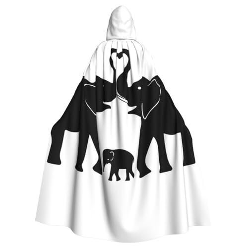WYYDPPLK Kapuzenumhang mit lustigem Alten Elefanten und jungen Elefanten für Erwachsene, Unisex, Halloween, Weihnachten, Cosplay von WYYDPPLK