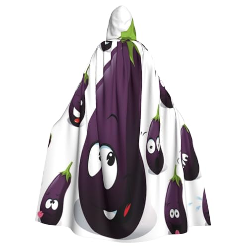WYYDPPLK Kapuzenumhang mit lustigem Cartoon-Auberginen-Druck, für Erwachsene, Unisex, Halloween, Weihnachten, Cosplay von WYYDPPLK