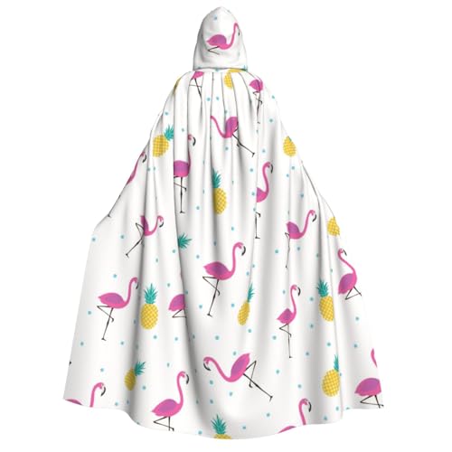 WYYDPPLK Kapuzenumhang mit lustigem Flamingo- und Ananas-Aufdruck für Erwachsene, Unisex, Halloween, Weihnachten und Ostern, Cosplay-Umhang von WYYDPPLK