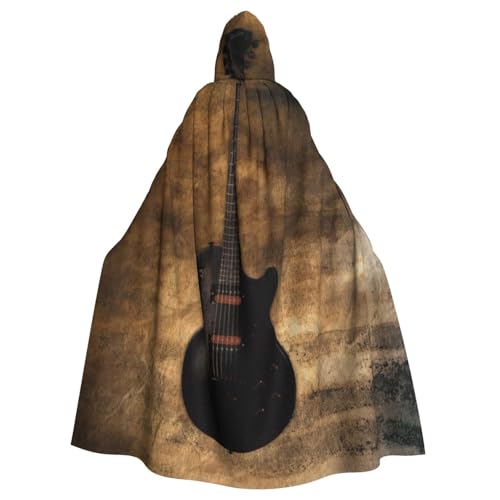 WYYDPPLK Kapuzenumhang mit lustigem Musikgitarren-Druck, für Erwachsene, Unisex, Halloween, Weihnachten, Cosplay-Umhang von WYYDPPLK
