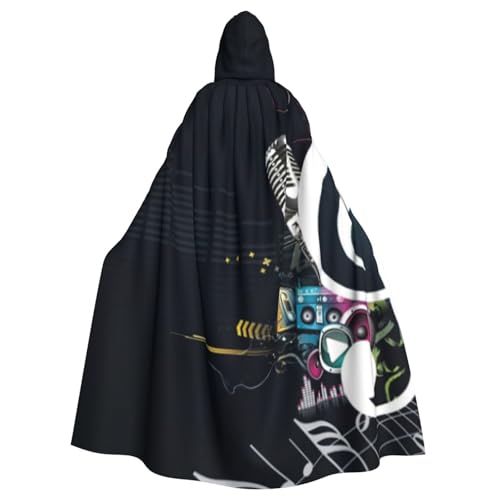 WYYDPPLK Kapuzenumhang mit lustigem Musiknoten-Aufdruck für Erwachsene – Unisex, Halloween, Weihnachten, Cosplay-Umhang von WYYDPPLK