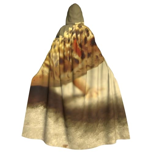 WYYDPPLK Kapuzenumhang mit lustigem Sand-Leoparden-Gecko-Druck, für Erwachsene, Unisex, Halloween, Weihnachten, Cosplay von WYYDPPLK