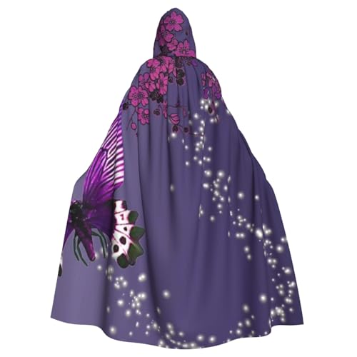 WYYDPPLK Kapuzenumhang mit lustigem Schmetterlings-Aufdruck, für Erwachsene, Unisex, Halloween, Weihnachten, Cosplay, Lila von WYYDPPLK