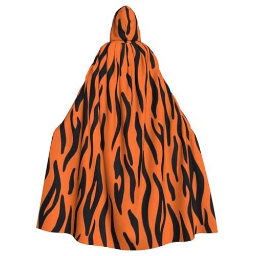 WYYDPPLK Kapuzenumhang mit lustigem Tigerstreifen, orangefarbenem Muster, für Erwachsene, Unisex, Halloween, Weihnachten, Cosplay von WYYDPPLK