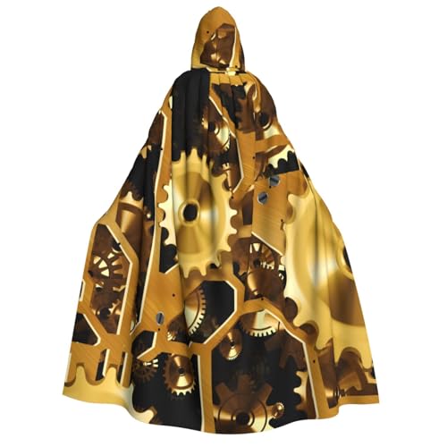WYYDPPLK Kapuzenumhang mit lustigem Uhr-Zahnradaufdruck, für Erwachsene, Unisex, Halloween, Weihnachten und Ostern, Cosplay-Umhang von WYYDPPLK