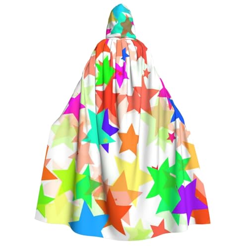 WYYDPPLK Kapuzenumhang mit lustigem buntem Sternendruck für Erwachsene – Unisex, Halloween, Weihnachten und Ostern, Events, Cosplay-Umhang WYYDPPLK Kapuzenumhang mit lustigem buntem Sternendruck für Erwachsene – Unisex, Halloween, Weihnachten und Ostern, Events, Cosplay-Umhang von WYYDPPLK