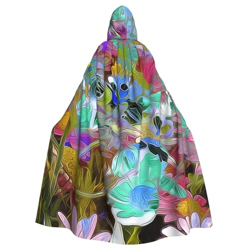 WYYDPPLK Kapuzenumhang mit lustigem farbigem Blumendruck für Erwachsene – Unisex, Halloween, Weihnachten, Cosplay-Umhang von WYYDPPLK